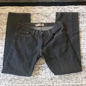 34 X 32 LEVI’S 514 black denim jeans slim straight